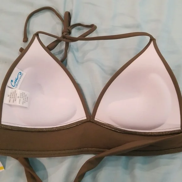 NWT CALIFORNIA WAVES Army green tribal bikini top | Medium | - Picture 7 of 7